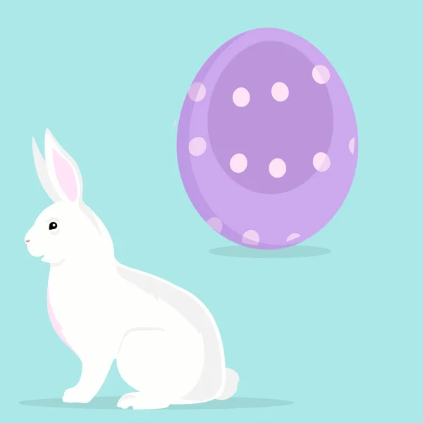 Roztomilý králík s pomalovaným velikonoční vajíčkem — Stock fotografie
