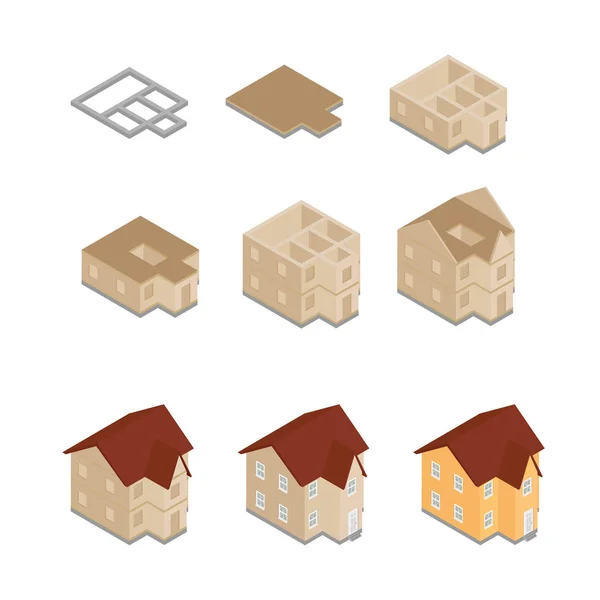 Fases de construcción de viviendas, edificios — Foto de Stock