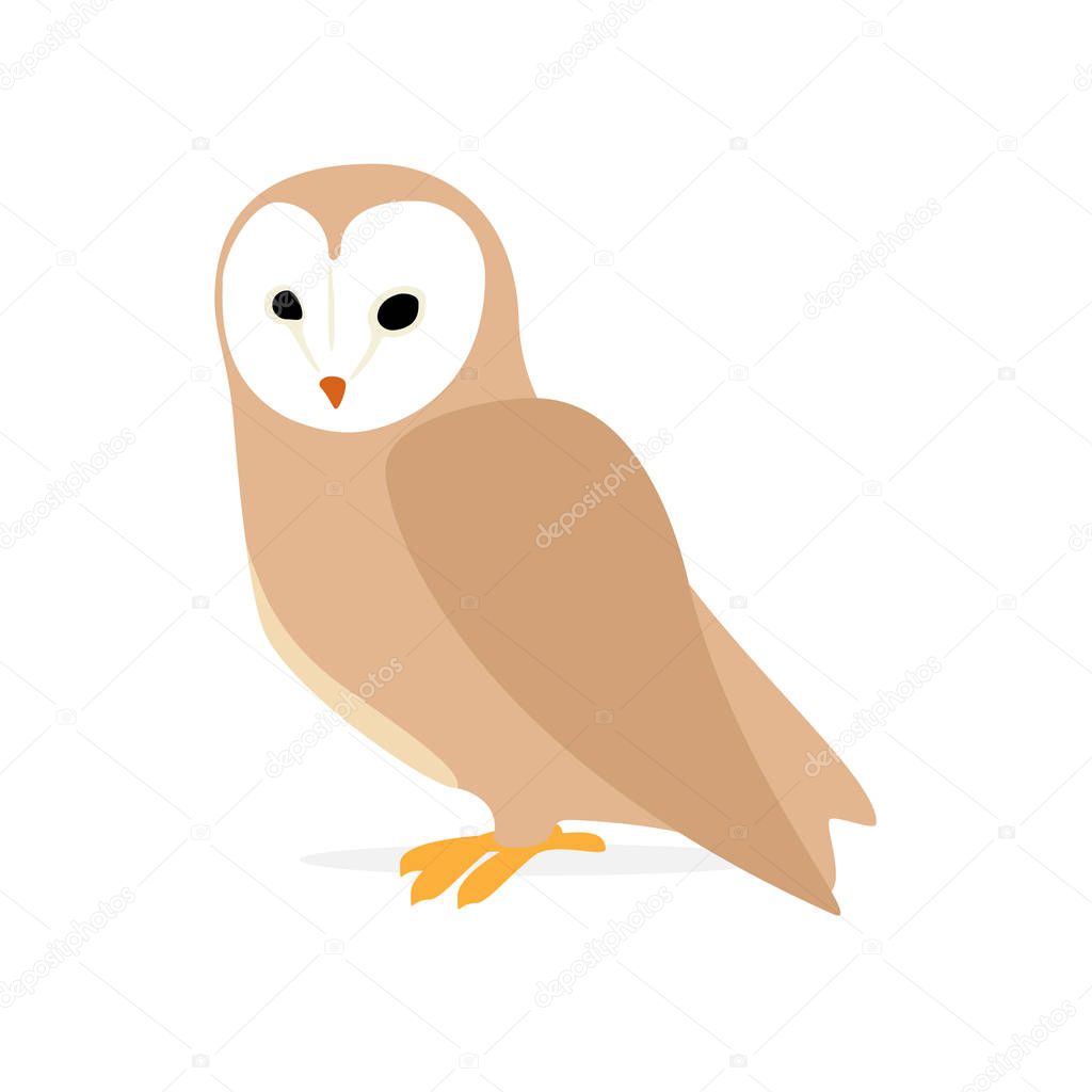 Owl or eagle-owl bird raster isolated icon. Wild forest feathered nocturnal predatory bird of prey. Wildlife fauna and zoology symbol for zoo nature adventure club
