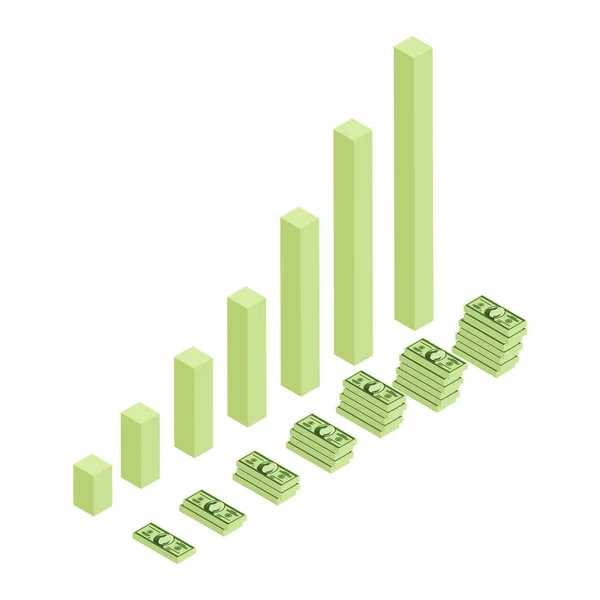 Raster illustratie van stijgende geld grafieken, Business Success concept — Stockfoto