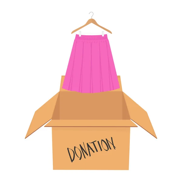 Концепція пожертвування. Пожертвувати коробку повна одягу — стокове фото
