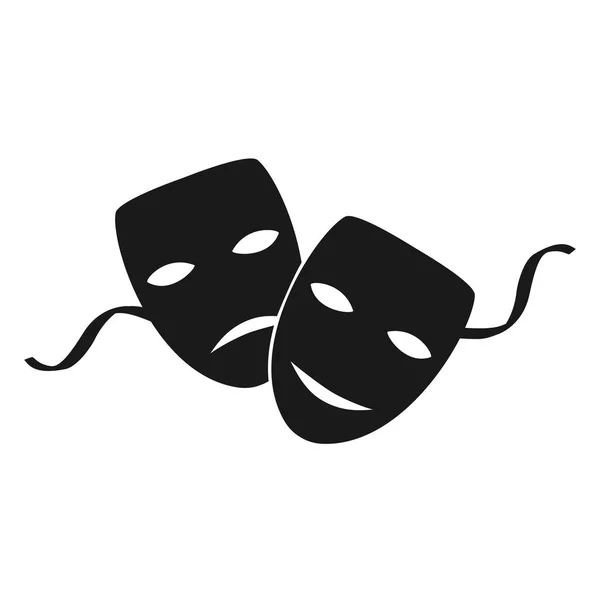 Theatre masks raster black silhouette