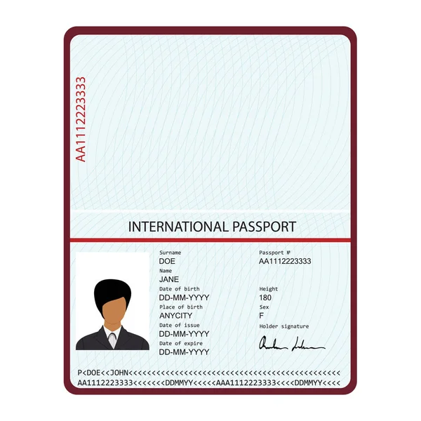 Έγγραφο αναγνώρισης διαβατηρίου ράστερ λευκό — Φωτογραφία Αρχείου