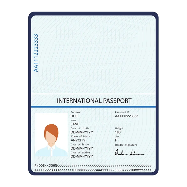 Έγγραφο αναγνώρισης διαβατηρίου ράστερ λευκό — Φωτογραφία Αρχείου