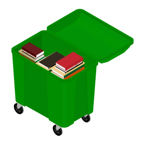 쓰레기와 책 재활용 래스터 — 스톡 사진