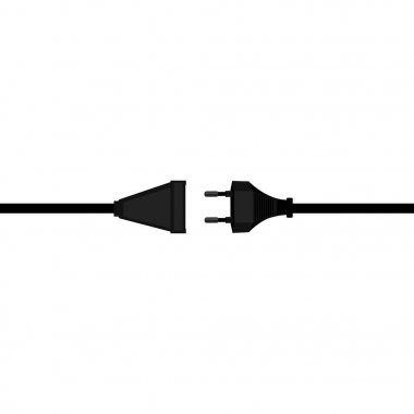 Wire plug and socket. Concept of connection, disconnection, electricity. 