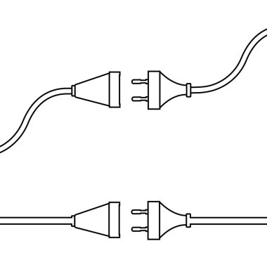 Wire plug and socket. Concept of connection, disconnection, electricity. 