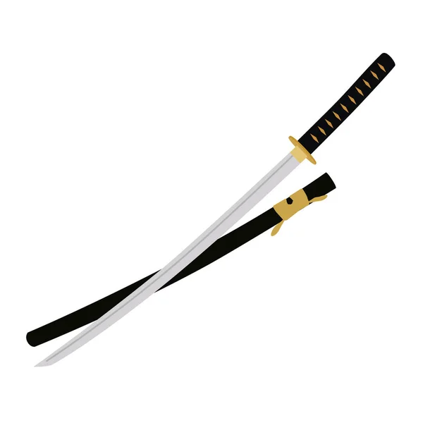 Giapponese katana spada raster isolato su bianco — Foto Stock