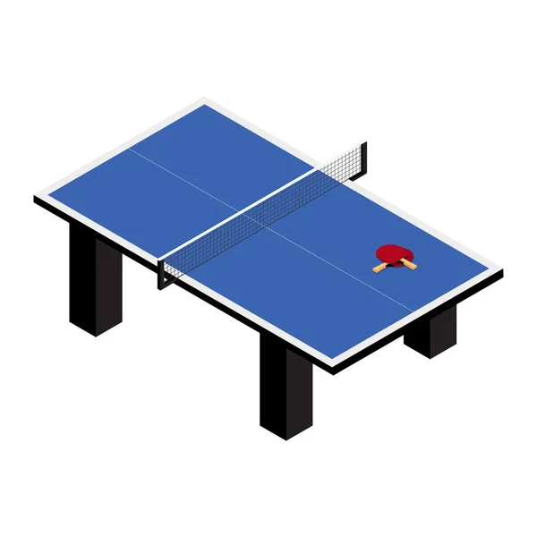 乒乓球桌和球拍隔离在白色背景上 — 图库照片