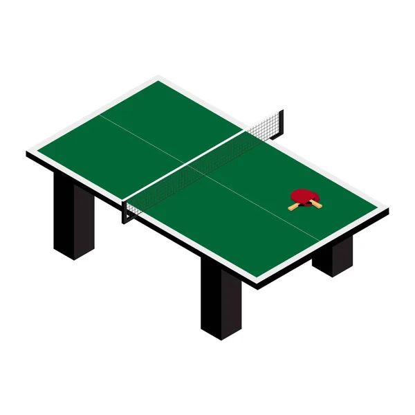 Mesa de ping pong y raquetas aisladas sobre fondo blanco — Foto de Stock