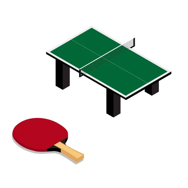 Пінг-понг стіл і ракетка ізольовані на білому фоні — стокове фото
