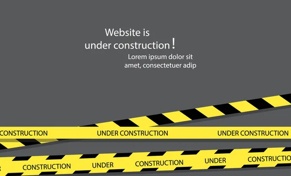 Under konstruktion webbplats sida med svart och gul randig gränser raster illustration. — Stockfoto