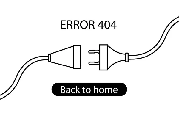 Raster Tomada elétrica desconectada - linha plana design minimalista erro 404 — Fotografia de Stock