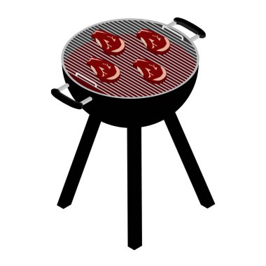 Barbekü Izgara üzerinde izole beyaz arka plan.