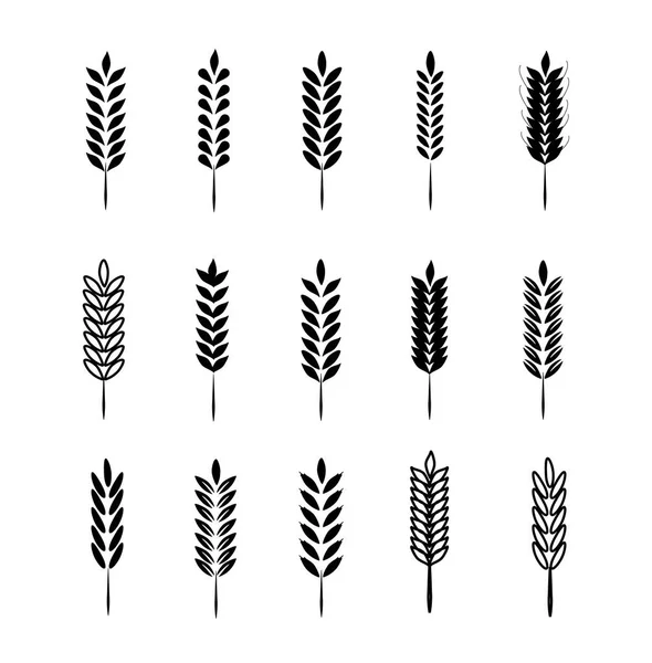 Wheat Ears Icons and Logo Set — Stock Vector