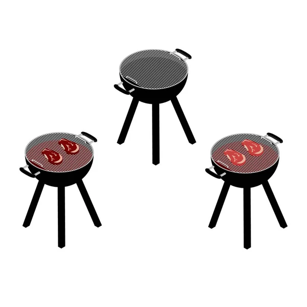 Barbecue grill set geïsoleerd op witte achtergrond. — Stockvector
