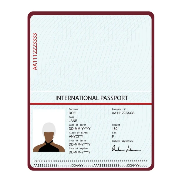Δεδομένα προσωπικού χαρακτήρα έγγραφο ταυτοποίησης διαβατηρίου — Διανυσματικό Αρχείο