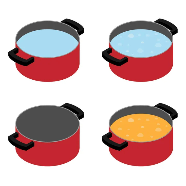 Sup rebus dalam panci masak - Stok Vektor