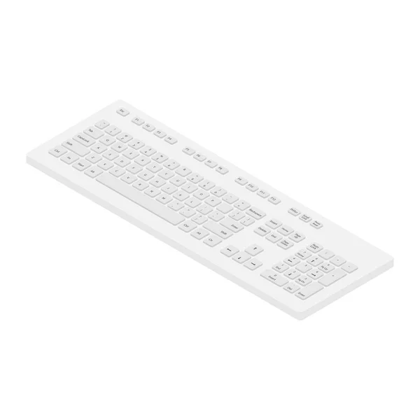 Vista isométrica teclado blanco pc — Vector de stock