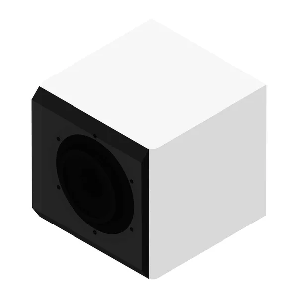 Subwoofer isometrische weergave geïsoleerd op witte achtergrond. Professionele muziek studio-apparatuur — Stockvector