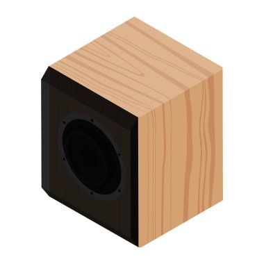 Subwoofer izometrik görünüm beyaz arka plan üzerinde izole. Profesyonel müzik stüdyosu ekipmanları