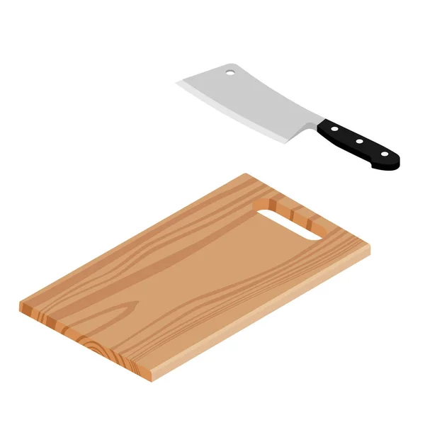 Planche à découper en bois isolée sur fond blanc — Image vectorielle
