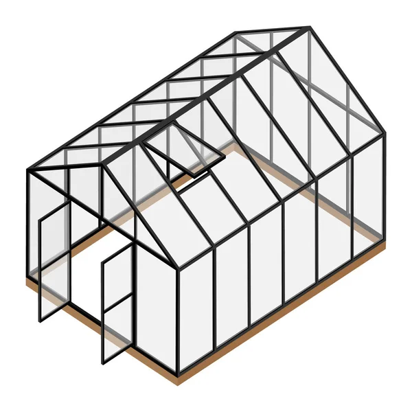 Empty greenhouse with opened door and window — Stock Vector