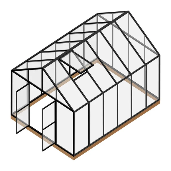 Leeres Gewächshaus mit geöffneter Tür und Fenster — Stockvektor