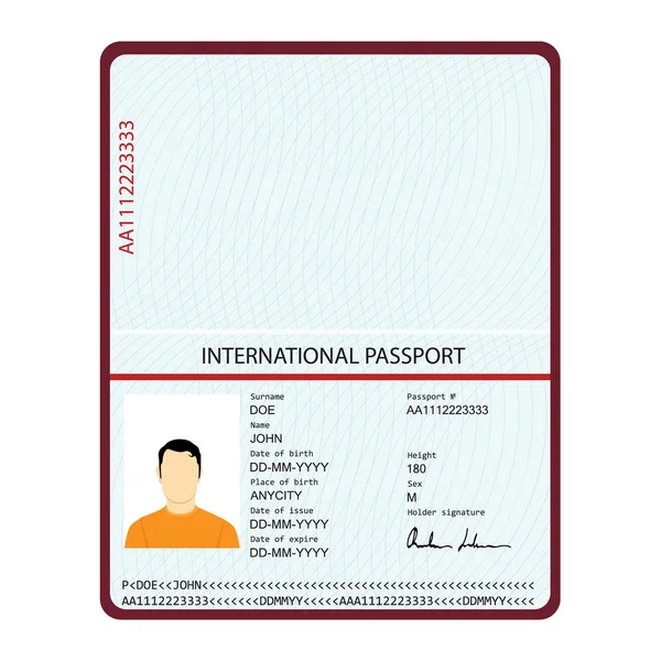 Documento de identificación del pasaporte — Archivo Imágenes Vectoriales