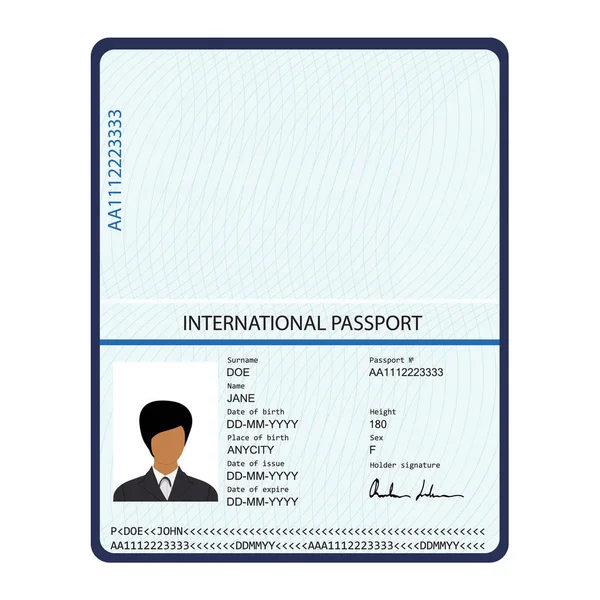 Documento di identificazione del passaporto — Vettoriale Stock