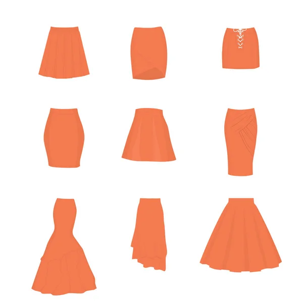 Conjunto de diferentes tipos de faldas . — Archivo Imágenes Vectoriales