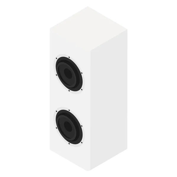 White acoustic speakers, loudspeakers isolated on white background isometric view — Stock Vector