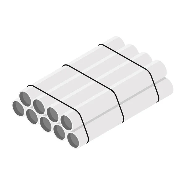 Stahl- oder Aluminiumrohre, isoliert auf weißem Hintergrund. Industrielle Stahlrohre — Stockvektor