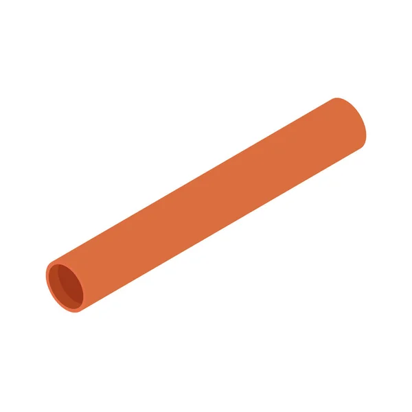Orange sanitära pvc röret isolerad på vit bakgrund isometrisk vy — Stock vektor