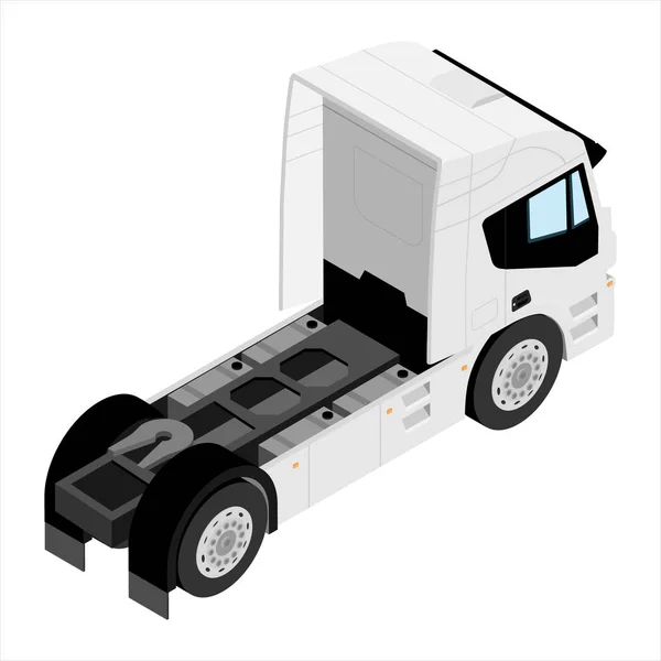 Bir römork izometrik görünümü olmadan ağır taşıma kamyonu beyaz arka planda izole — Stok Vektör