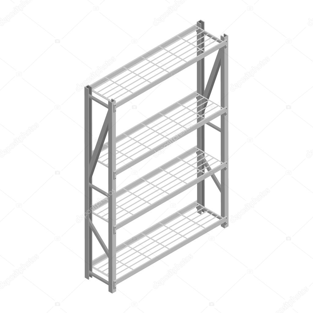 Metal rack isolated on white background isometric view. 