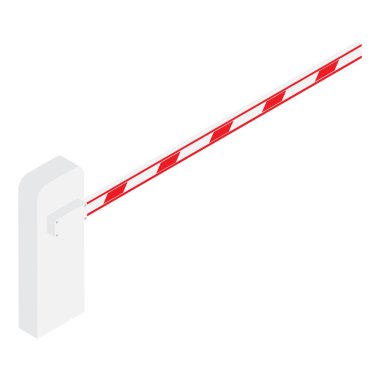 Araba bariyer kapısı izometrik görünümü beyaz arka plan üzerinde izole. Giriş sistemi kavramı