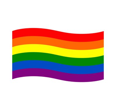 Dalga gökkuşağı bayrak hareketi lgbt, düz simge. Cinsel azınlıkların, geylerin ve lezbiyenlerin sembolü. 
