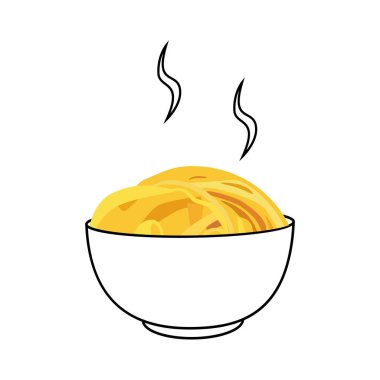 Beyaz arka planda izole edilmiş bir kasede nefis iştah açıcı klasik İtalyan spagettisi..