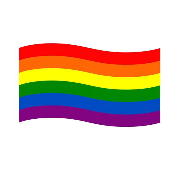 Waving rainbow flag movement lgbt, flat icon. Symbol of sexual minorities, gays and lesbians. — Stock Vector
