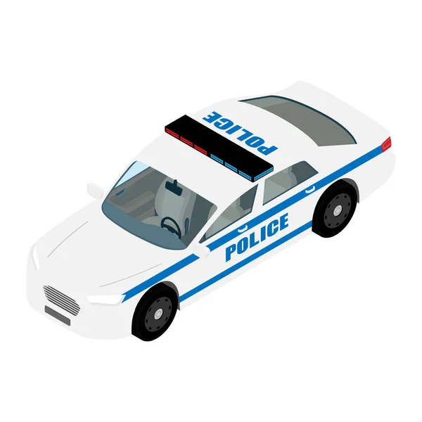 Policía coche vista isométrica aislado sobre fondo blanco. Transporte policial — Vector de stock