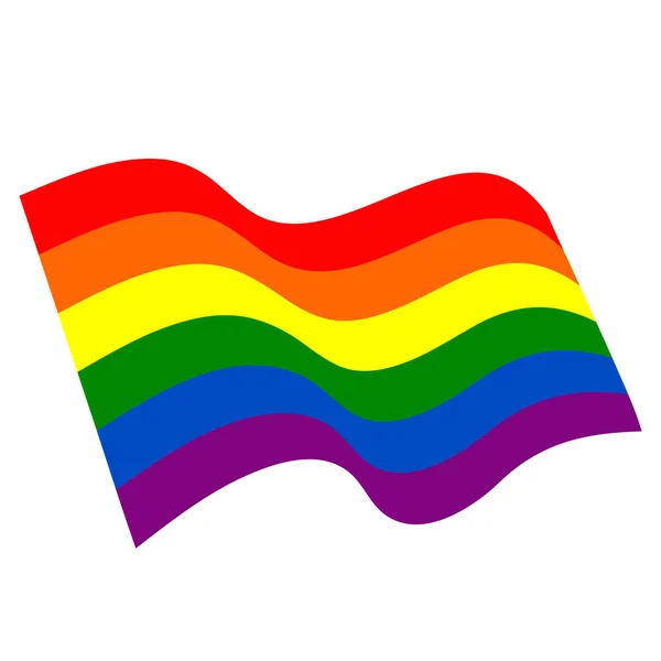 Agitant le drapeau arc-en-ciel mouvement lgbt, icône plate. Symbole des minorités sexuelles, gays et lesbiennes . — Image vectorielle