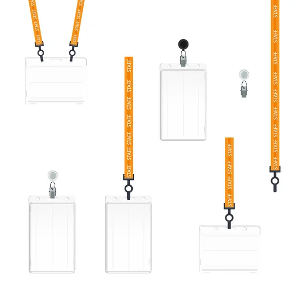 Realistic set plastic badges samples — Stock Photo, Image