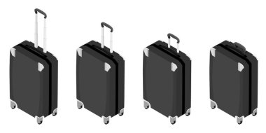 İzometrik seyahat bavulraster illüstrasyon