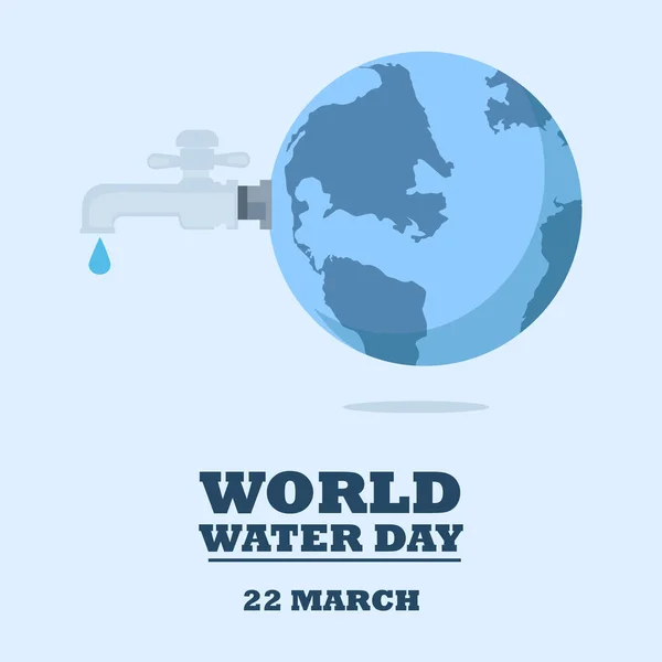 World water day - faucet or water tap with a drop of water out to earth. raster — Stock Photo, Image