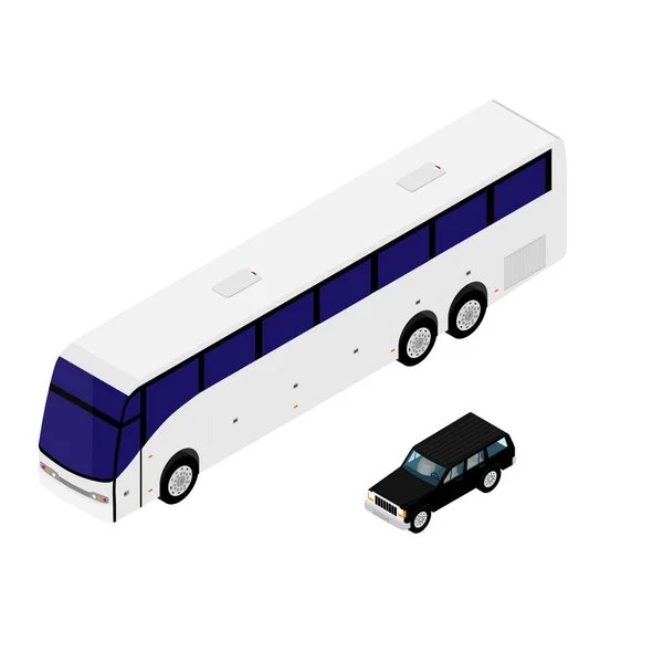 Autobús urbano blanco isométrico aislado sobre fondo blanco . —  Fotos de Stock