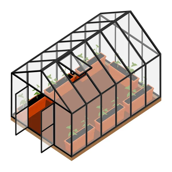Broeikas op een biologische boerderij — Stockvector