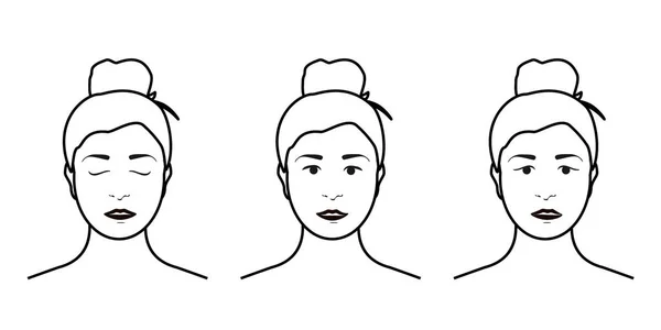 Conjunto de emociones de mujer. Expresión facial . — Archivo Imágenes Vectoriales