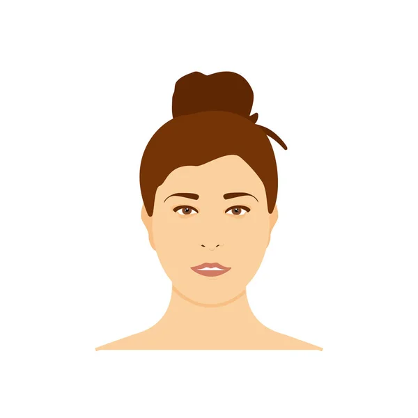 Belle adolescente, avatar de femme. Femme brune isolée sur fond blanc — Image vectorielle