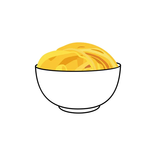 Savoureux appétissant classique italien pâtes spaghetti dans un bol isolé sur fond blanc. — Image vectorielle